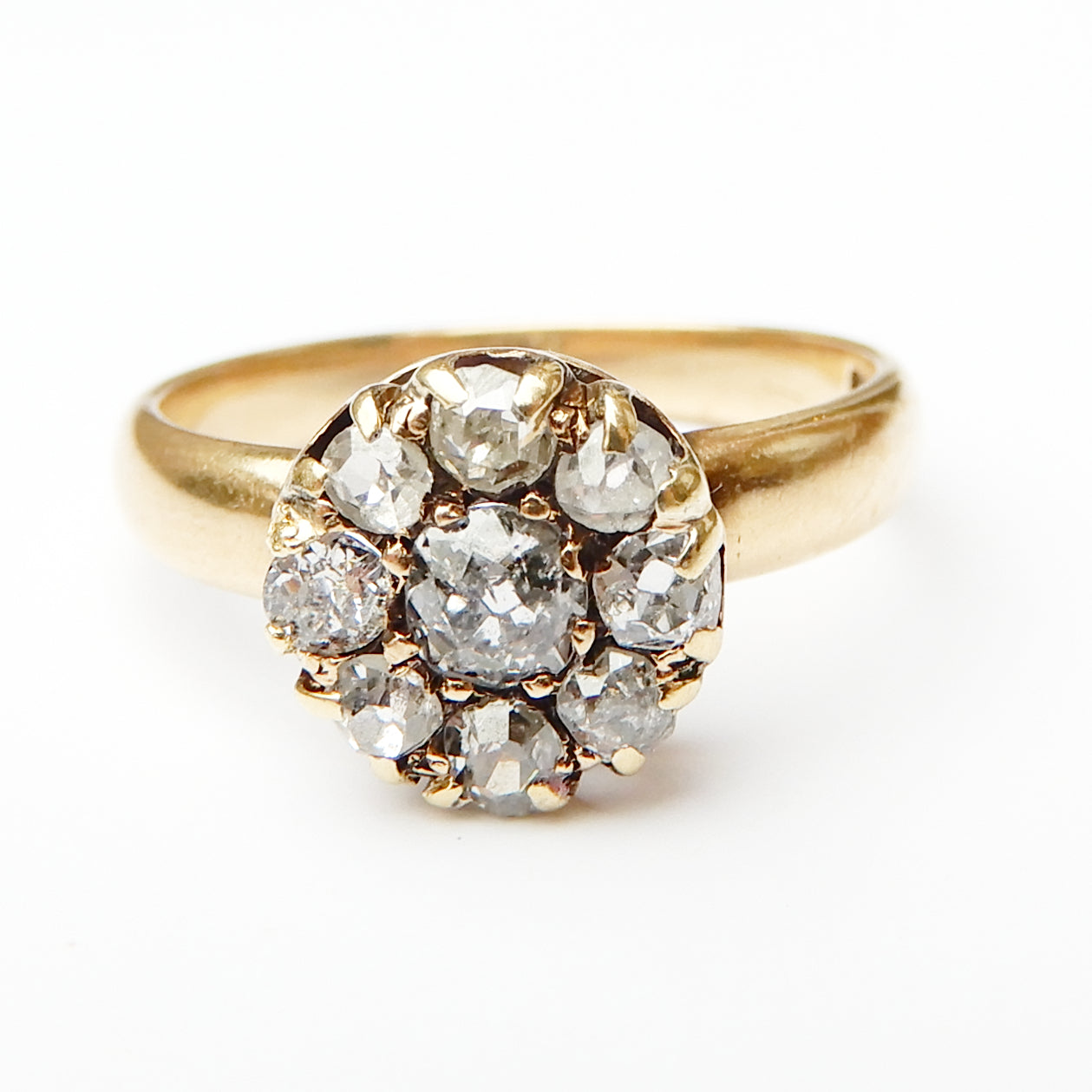 Victorian 18ct Gold Old Mine Cut Diamond Cluster Ring