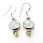 Vintage Sterling Silver Peridot & Moonstone Earrings