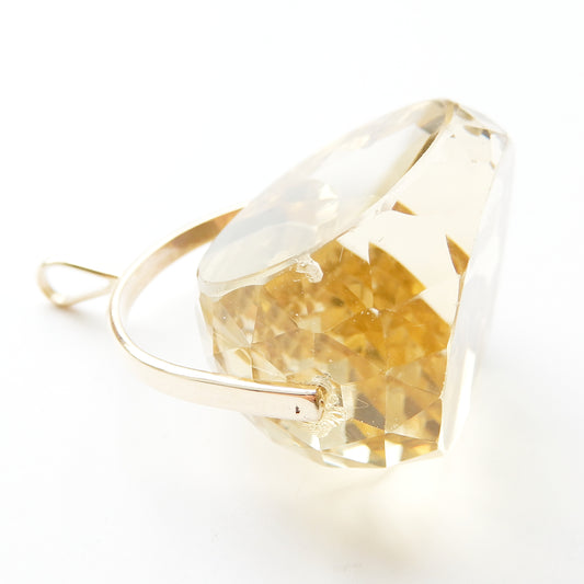 Large Chunky 9ct Gold Faceted Citrine Spinner Fob