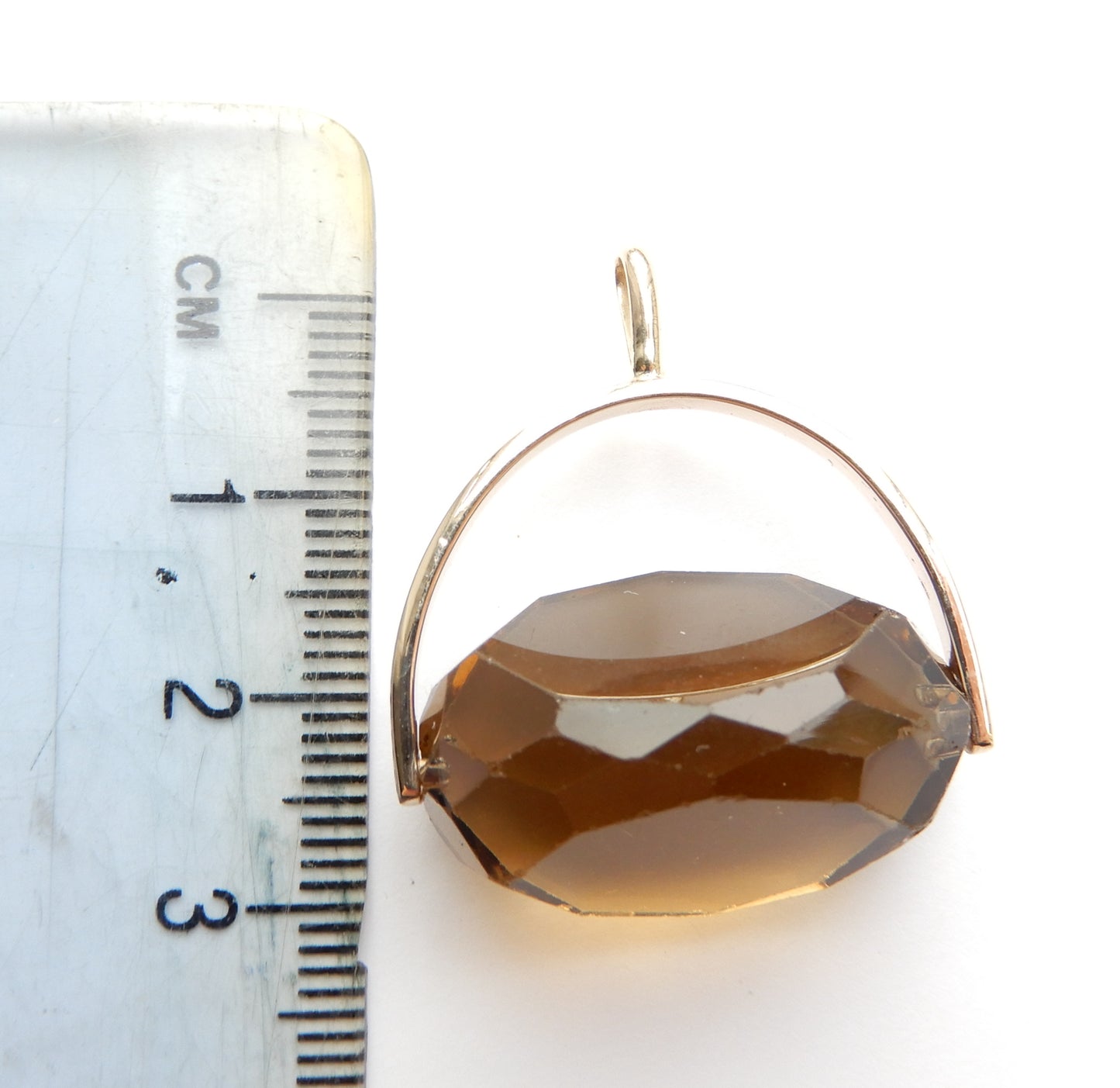 9ct Gold Smokey Quartz Spinner Fob