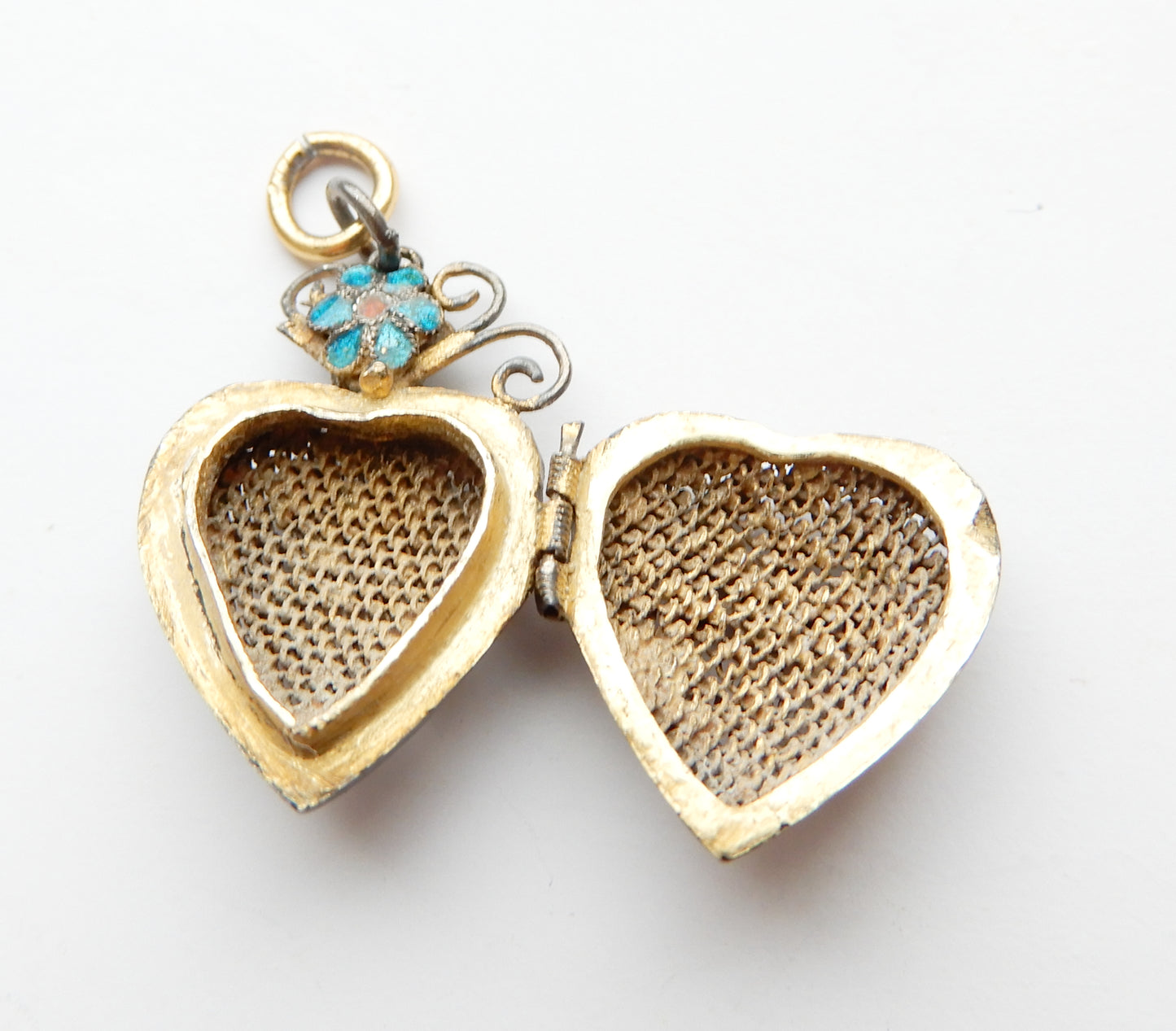 Antique Chinese Silver Gilt Enamel Filigree Locket