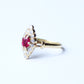 Antique 18ct Gold Ruby & Diamond Navette Ring