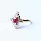 Antique 18ct Gold Ruby & Diamond Navette Ring