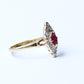 Antique 18ct Gold Ruby & Diamond Navette Ring