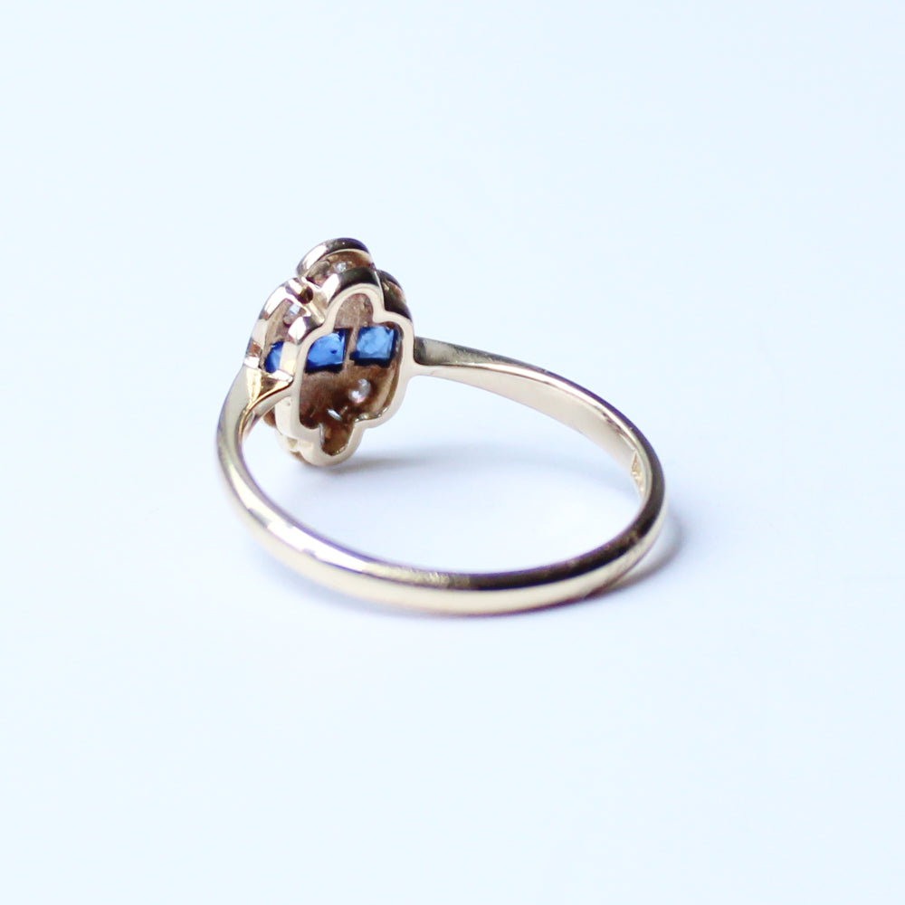 Art Deco 18ct Gold Sapphire & Diamond Ring