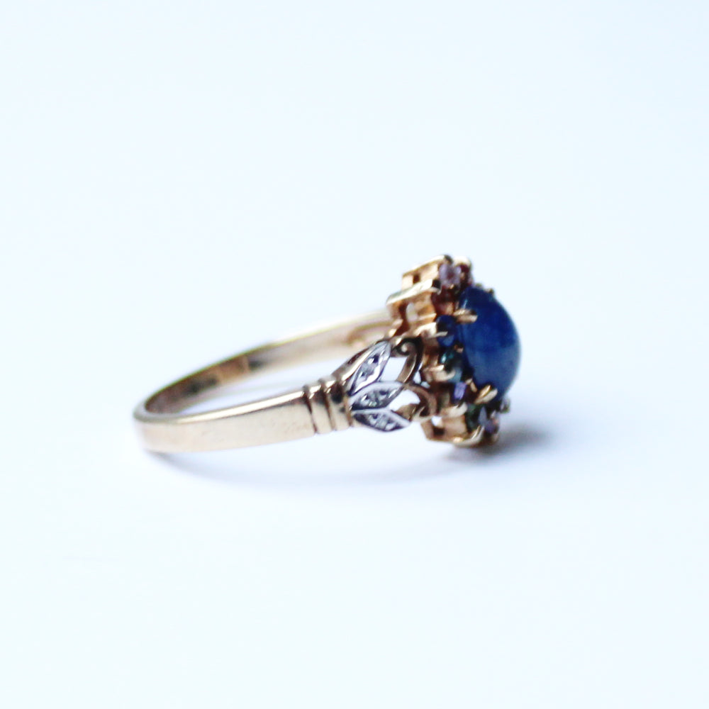 Vintage 9ct Gold Star Sapphire Diamond Ring