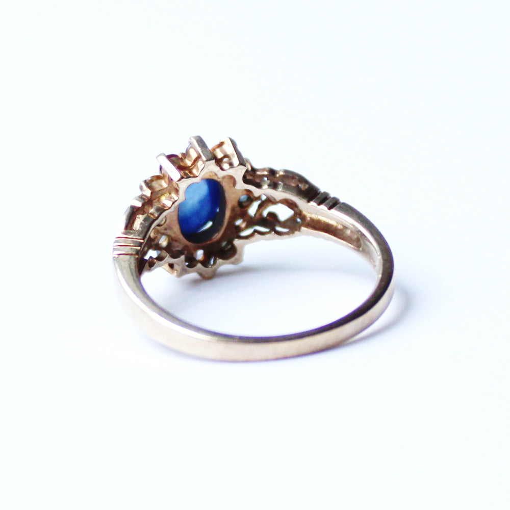 Vintage 9ct Gold Star Sapphire Diamond Ring