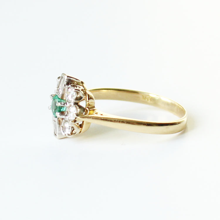 Antique 18ct Gold Emerlad & Diamond Ring