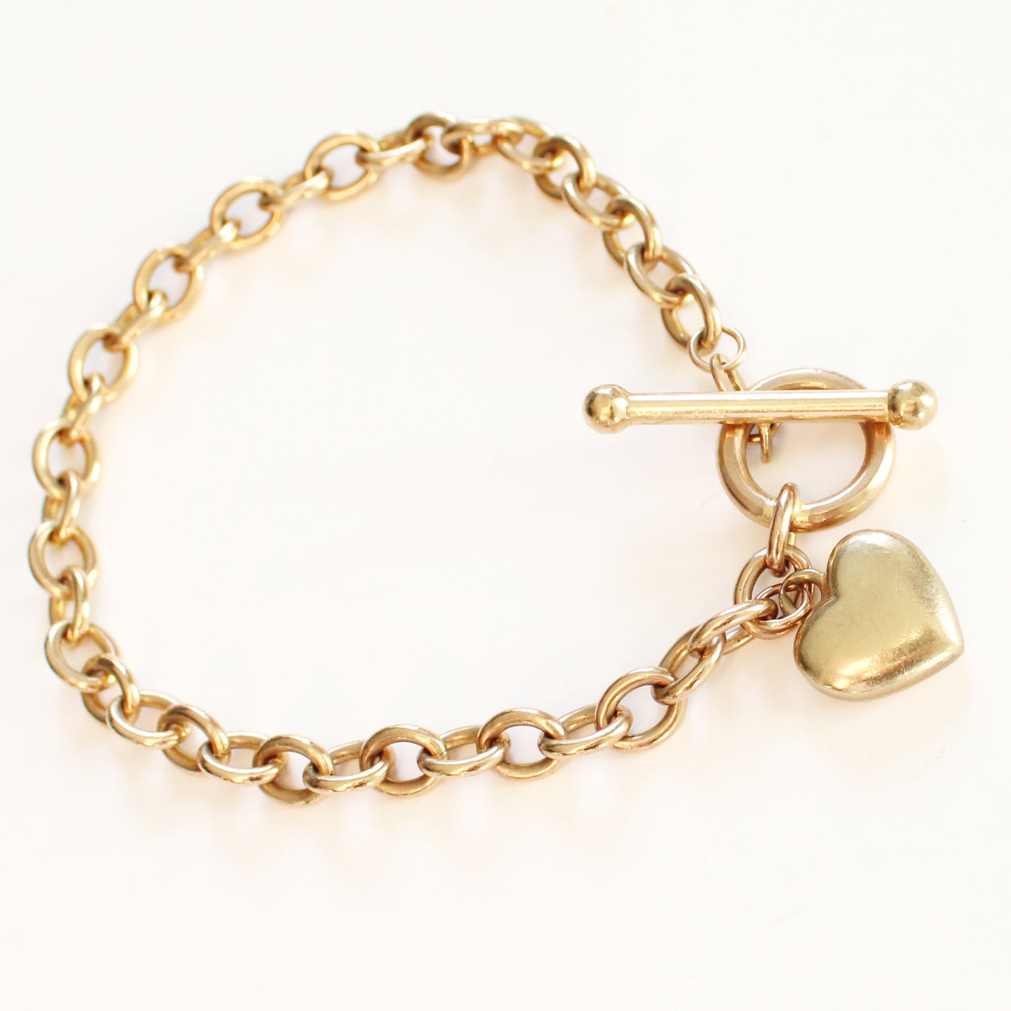 Vintage 9ct Gold Heart Toggle Bracelet