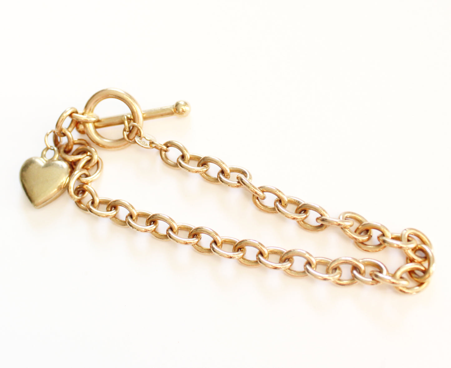 Vintage 9ct Gold Heart Toggle Bracelet