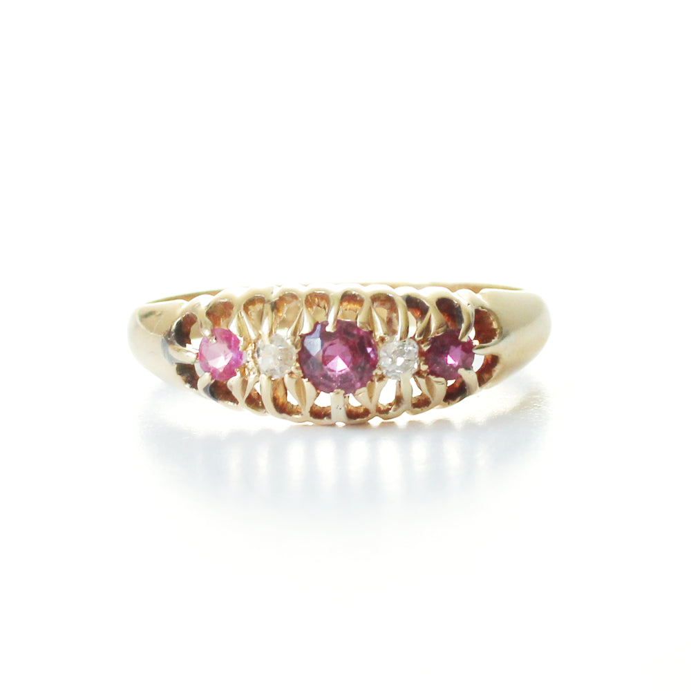 Antique 18ct Gold Ruby & Diamond Ring