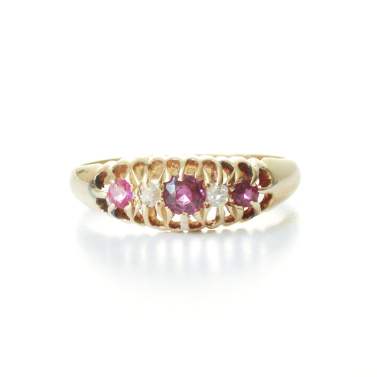 Antique 18ct Gold Ruby & Diamond Ring