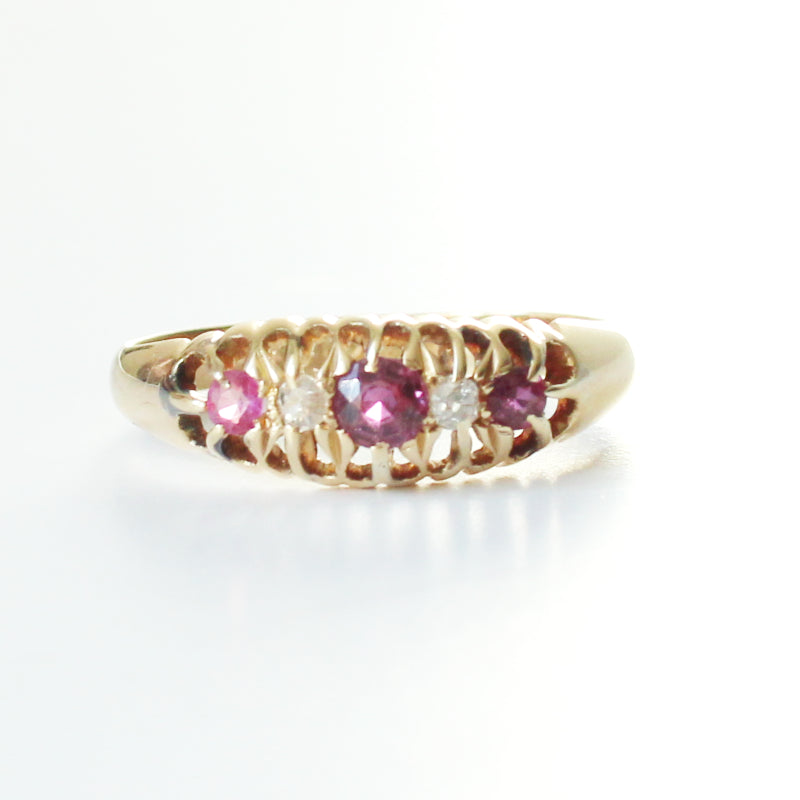 Antique 18ct Gold Ruby & Diamond Ring