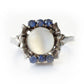 Vintage Sterling Silver Moonstone & Sapphire Ring