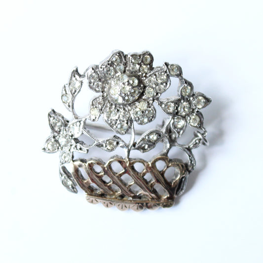 Early Victorian 9ct & Fine Silver Paste Giardinetti Brooch