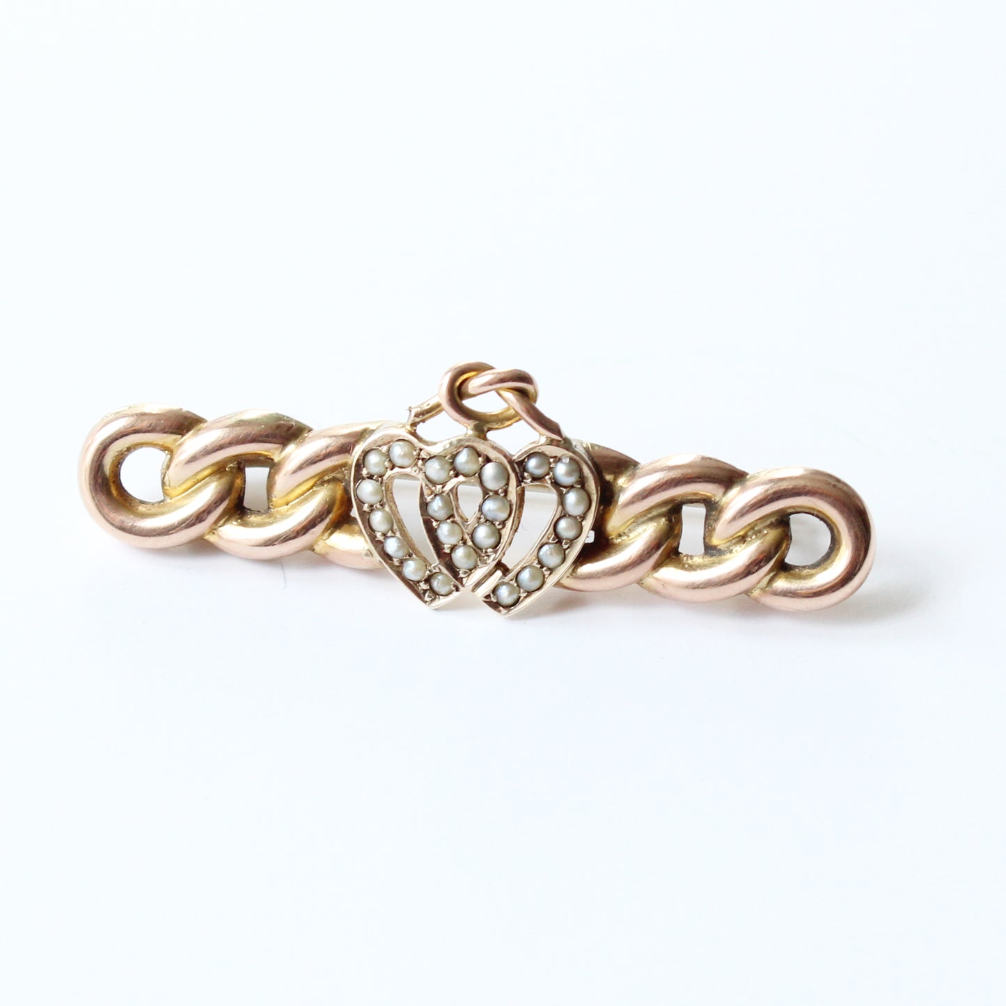 Victorian 9ct Pearl Sweetheart Brooch