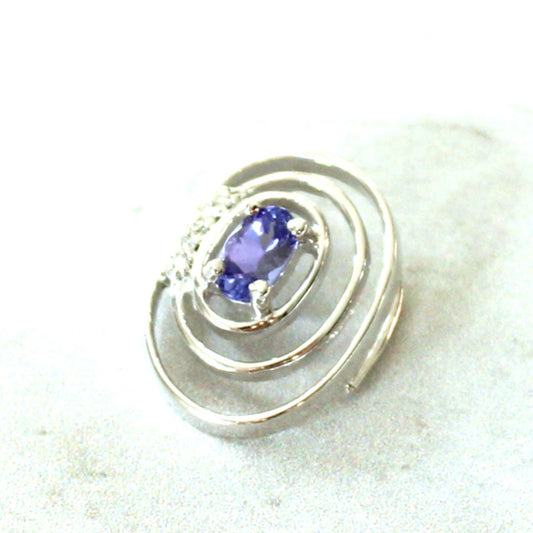 Sterling Silver Tanzanite & Diamond Pendant
