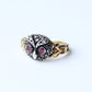 Vintage 18ct Gold Rose Cut Diamond & Ruby Owl Ring