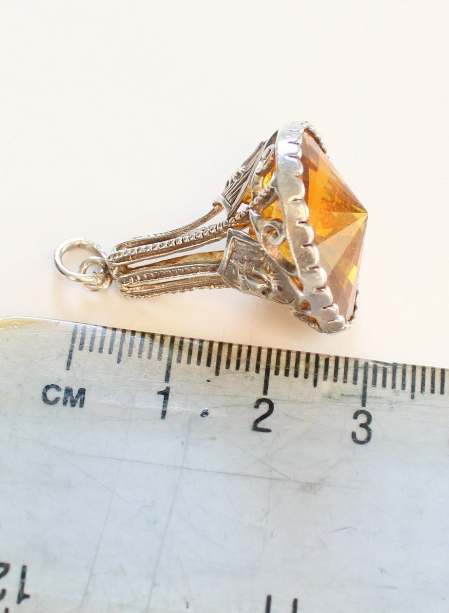 Antique Sterling Silver Citrine Glass Fob 8grams