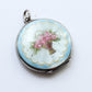 Antique French Silver Guilloche Enamel Flower Locket