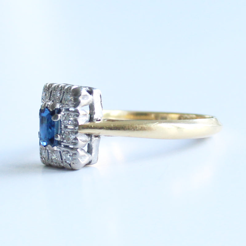 Art Deco 18ct Gold Platinum Sapphire Diamond Ring
