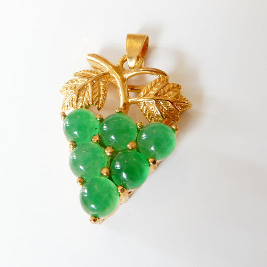 Vintage Gold-plated Chalcedony Grapevine Pendant