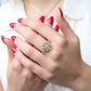 Pretty 9ct Green Zircon Flower Ring US 8 3/4 UK S