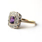 Vintage 9ct Gold Amethyst & Spinel Halo Ring