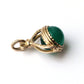 Antique 9ct Gold Green Chrysoprase Spinner Fob Pendant