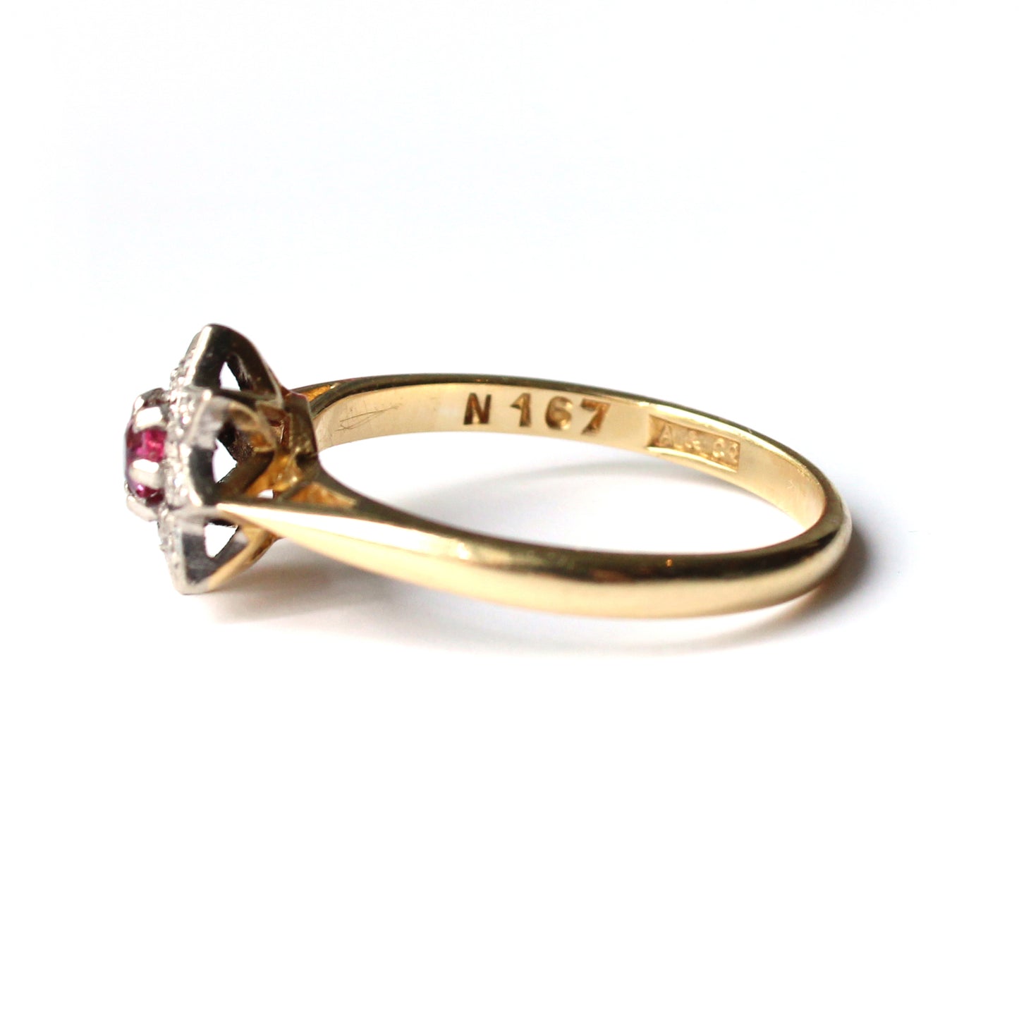 Antique 18ct Gold Ruby Diamond Star Ring