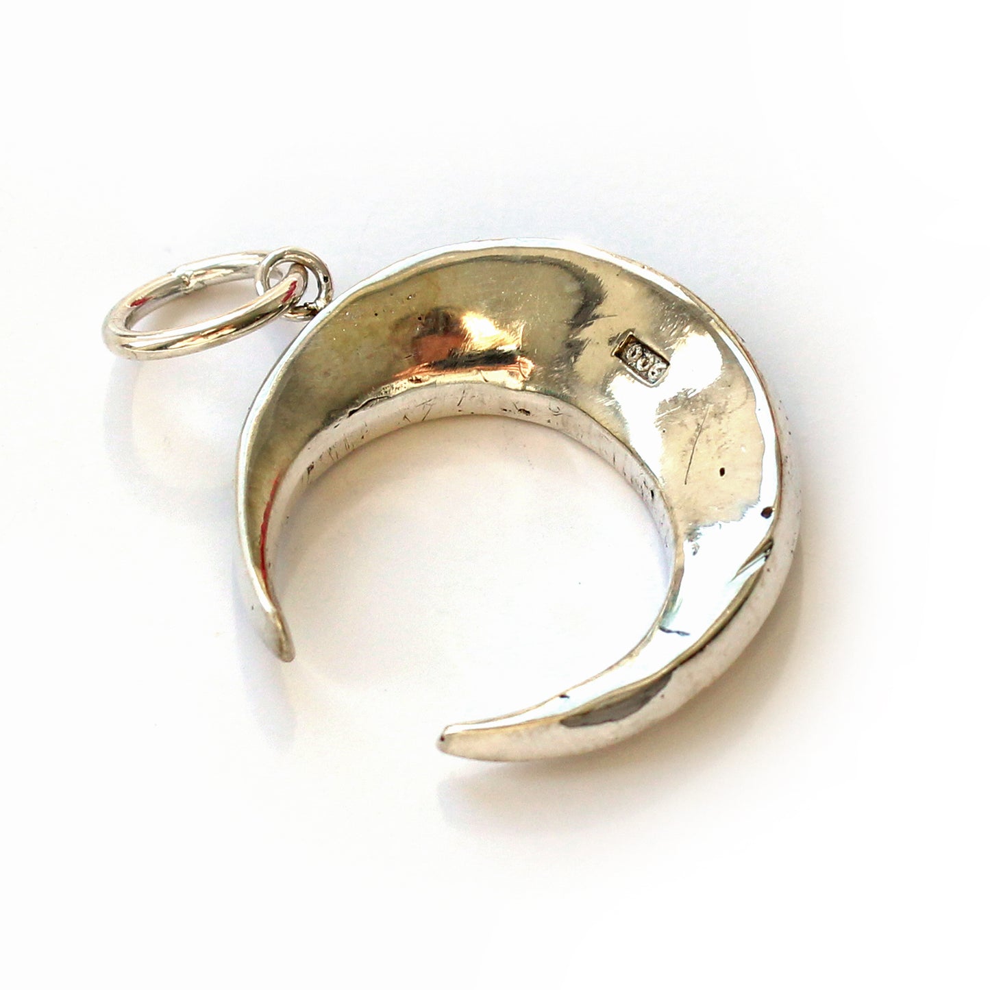 Victorian 900 Silver Diamond Paste Crescent Moon Pendant