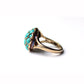 Vintage Mid-Century 9ct Gold Domed Turquoise Cluster Ring