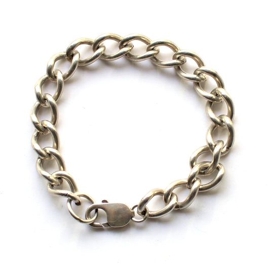 Chunky Vintage Sterling Silver Curb Link Bracelet (31.4grams)