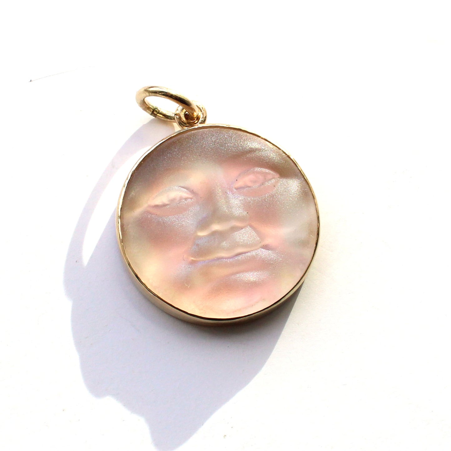 9ct Gold Carved Moon Face Pendant