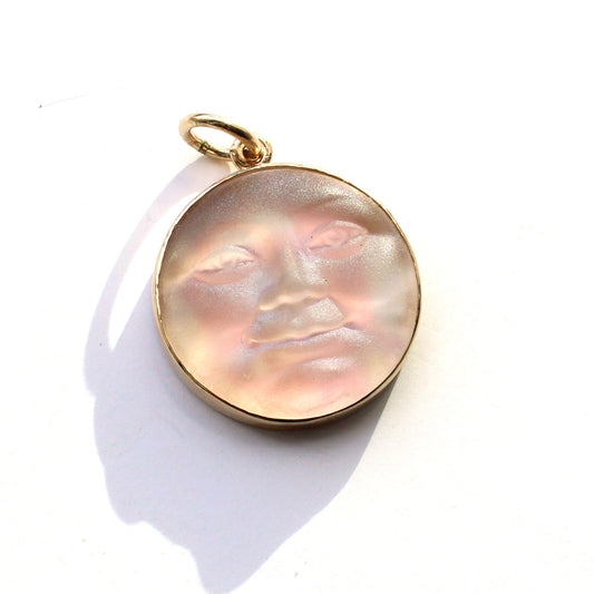 9ct Gold Carved Moon Face Pendant