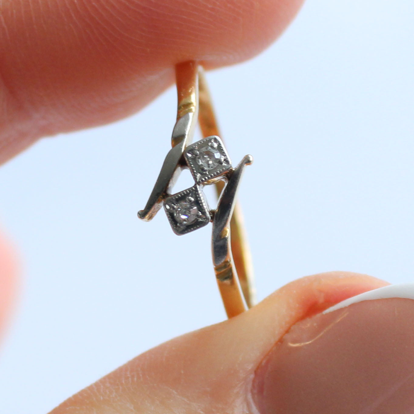 Art Deco 18ct Gold Diamond Bypass Ring