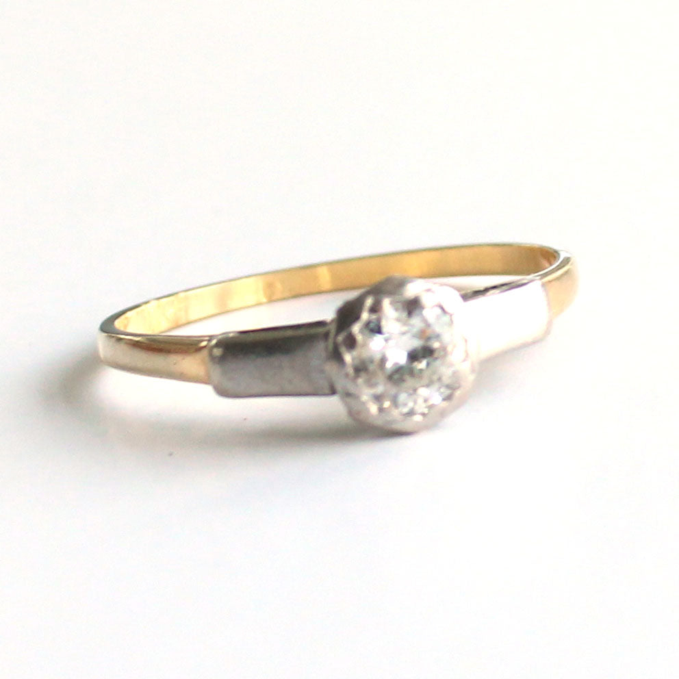 Art Deco 18ct Gold Diamond Platinum Solitaire Ring