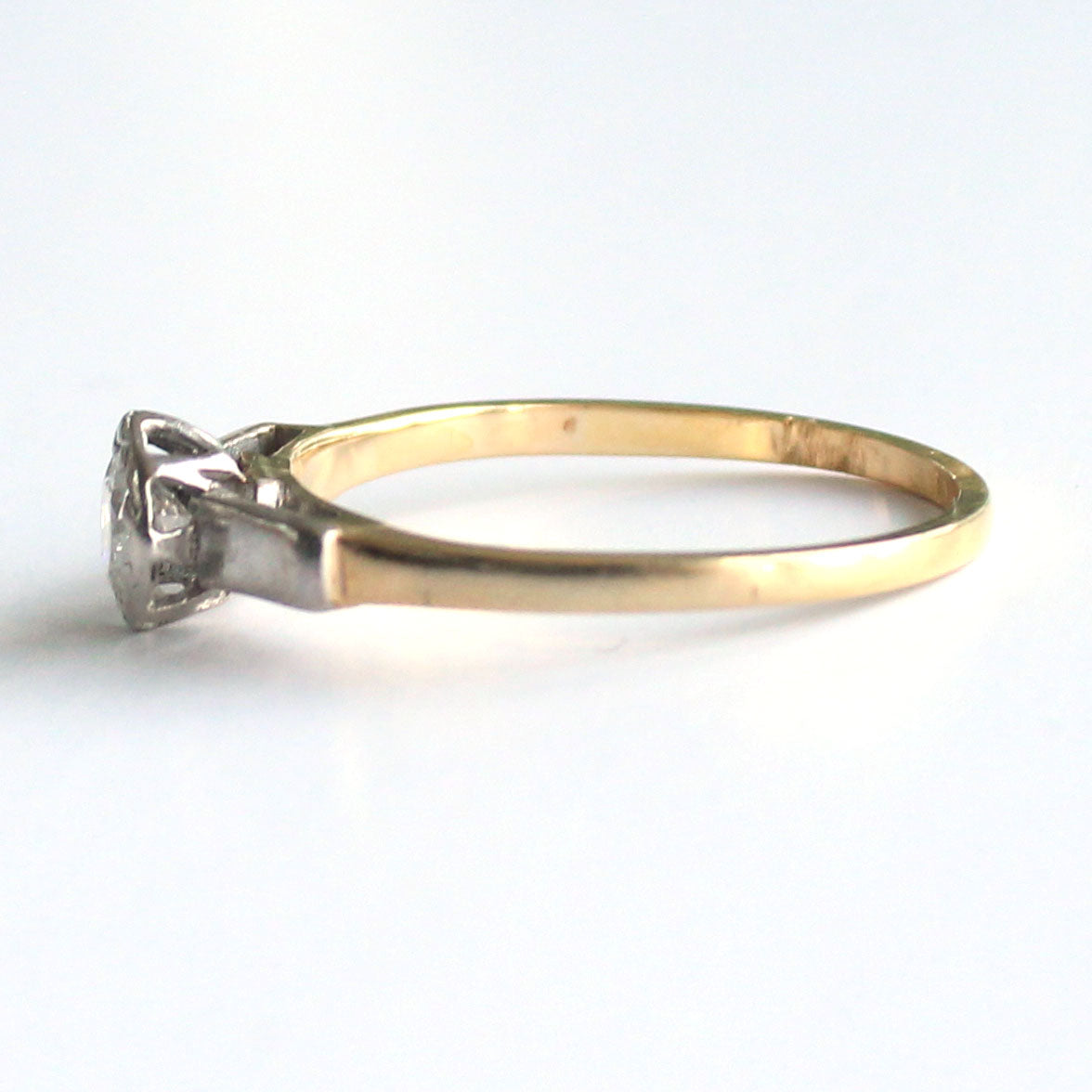 Art Deco 18ct Gold Diamond Platinum Solitaire Ring