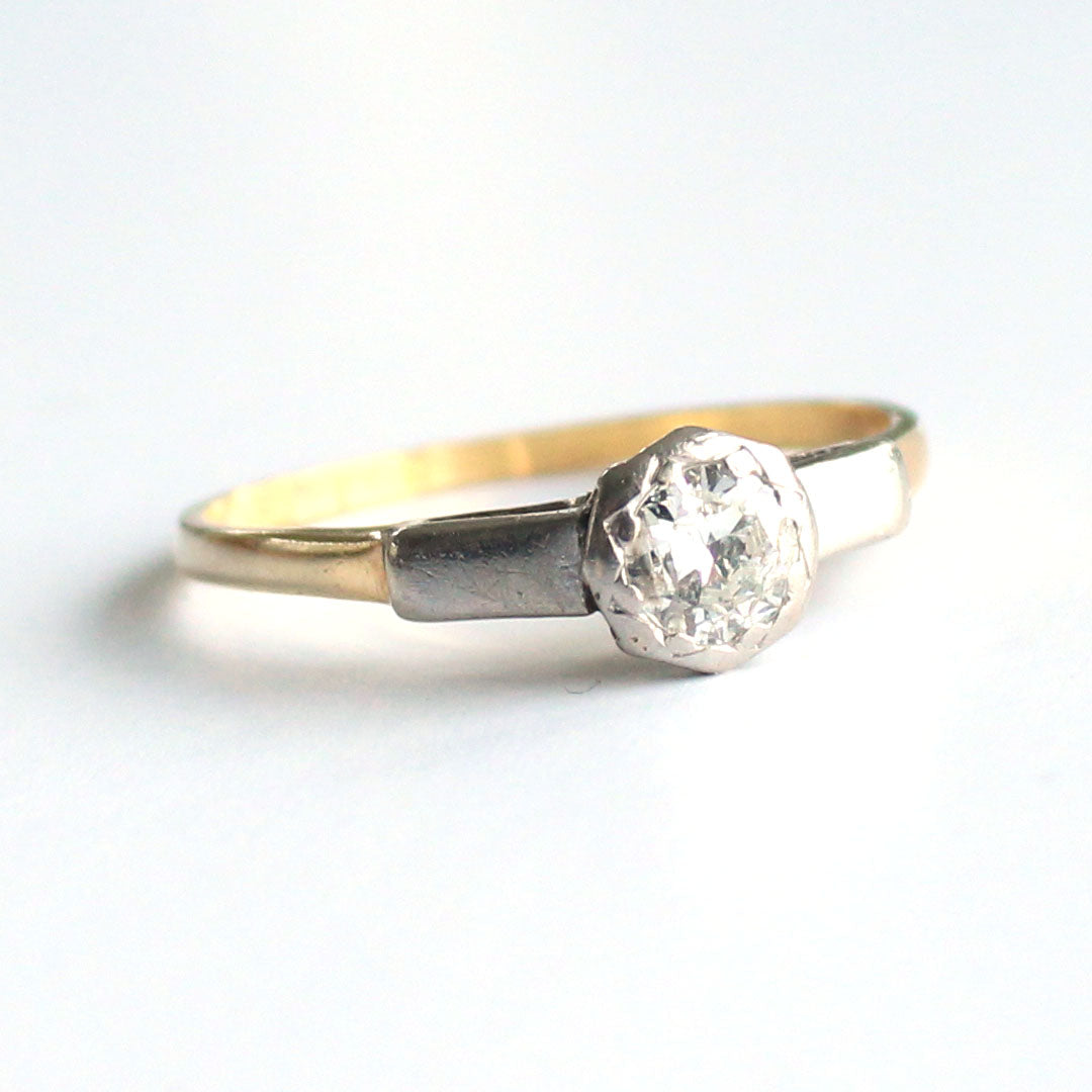 Art Deco 18ct Gold Diamond Platinum Solitaire Ring
