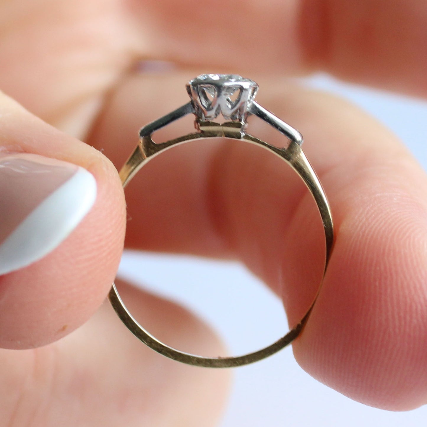 Art Deco 18ct Gold Diamond Platinum Solitaire Ring