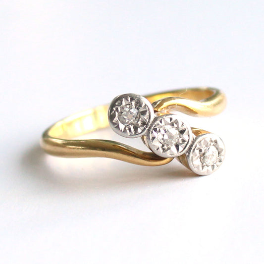 Edwardian 18ct Gold Diamond Trilogy Ring