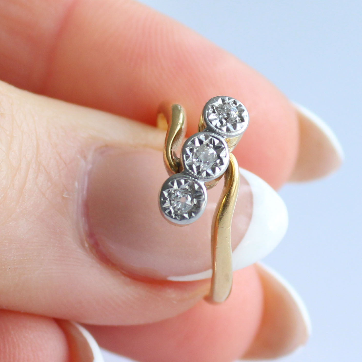 Edwardian 18ct Gold Diamond Trilogy Ring