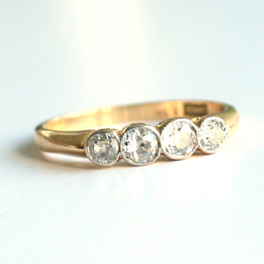 Art Deco 18ct Gold Diamond Four Stone Ring