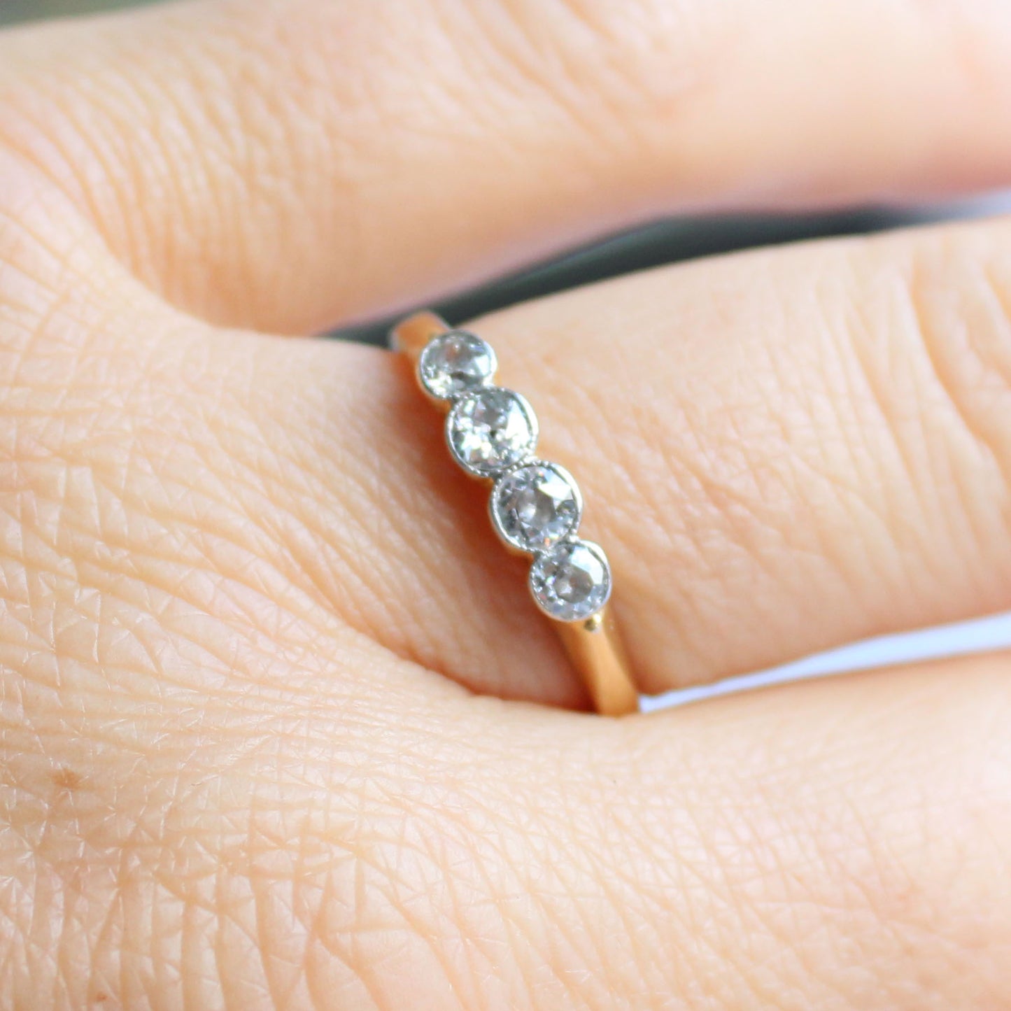 Art Deco 18ct Gold Diamond Four Stone Ring