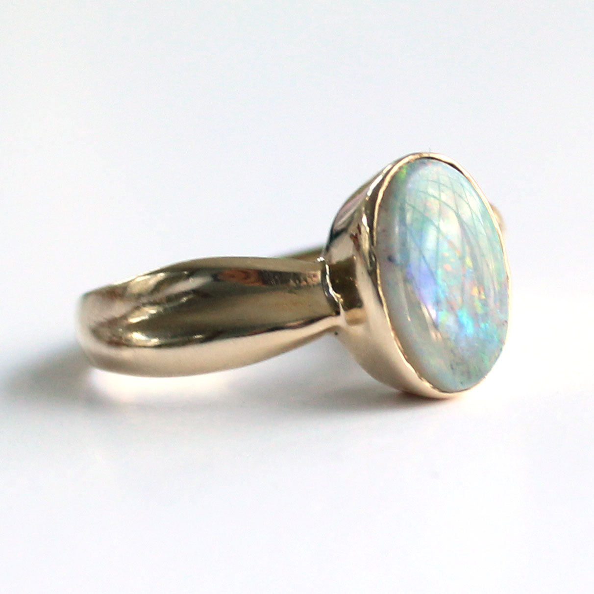 Vintage 9ct Gold Black Opal Ring