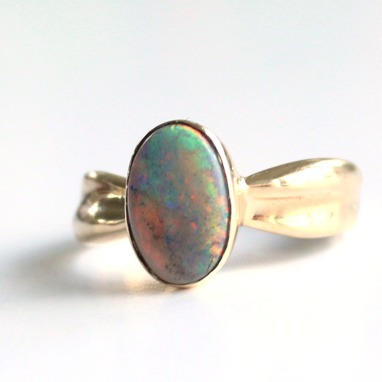 Vintage 9ct Gold Black Opal Ring