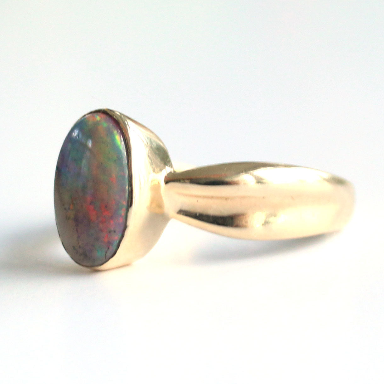 Vintage 9ct Gold Black Opal Ring