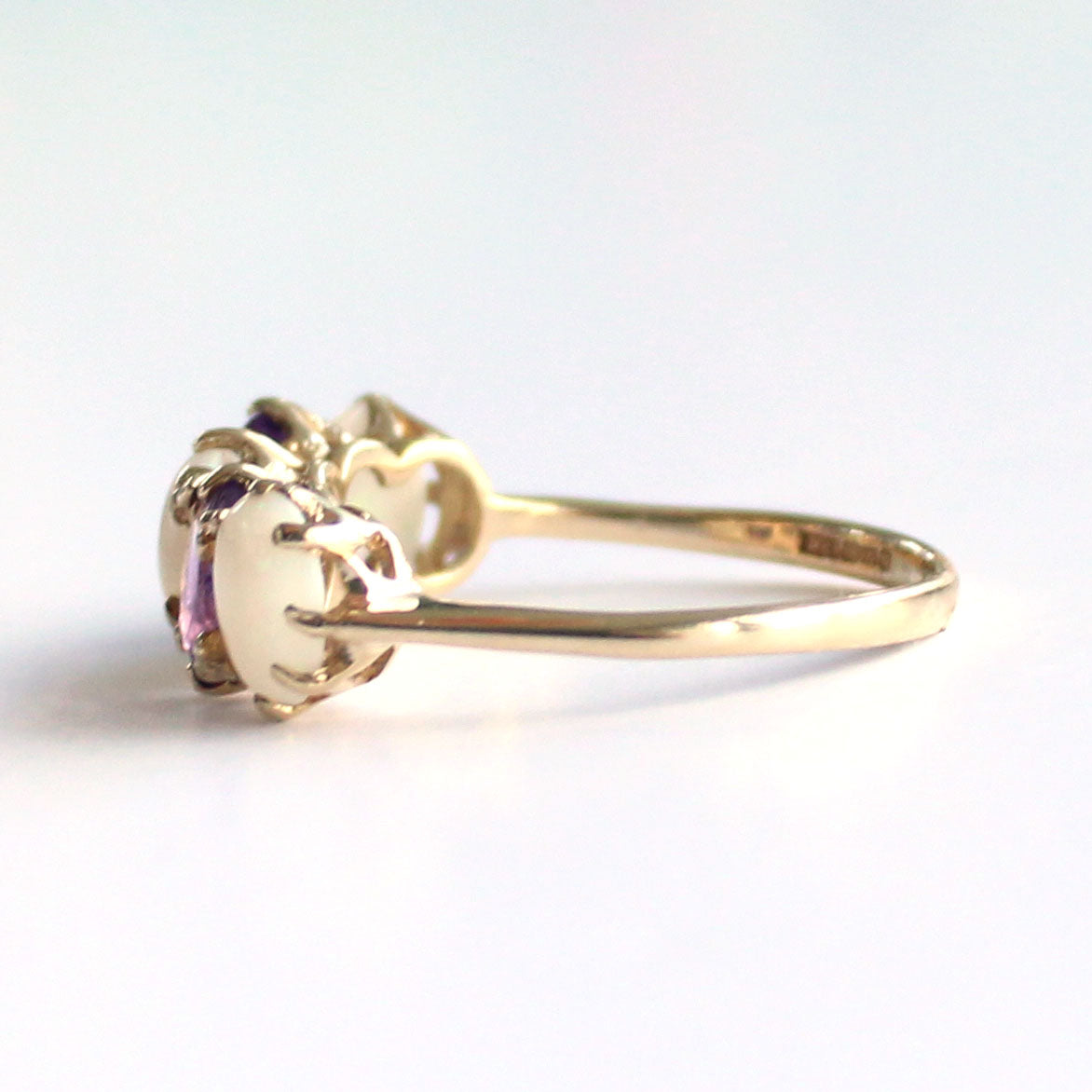 Vintage 9ct Gold Opal Amethyst Ring