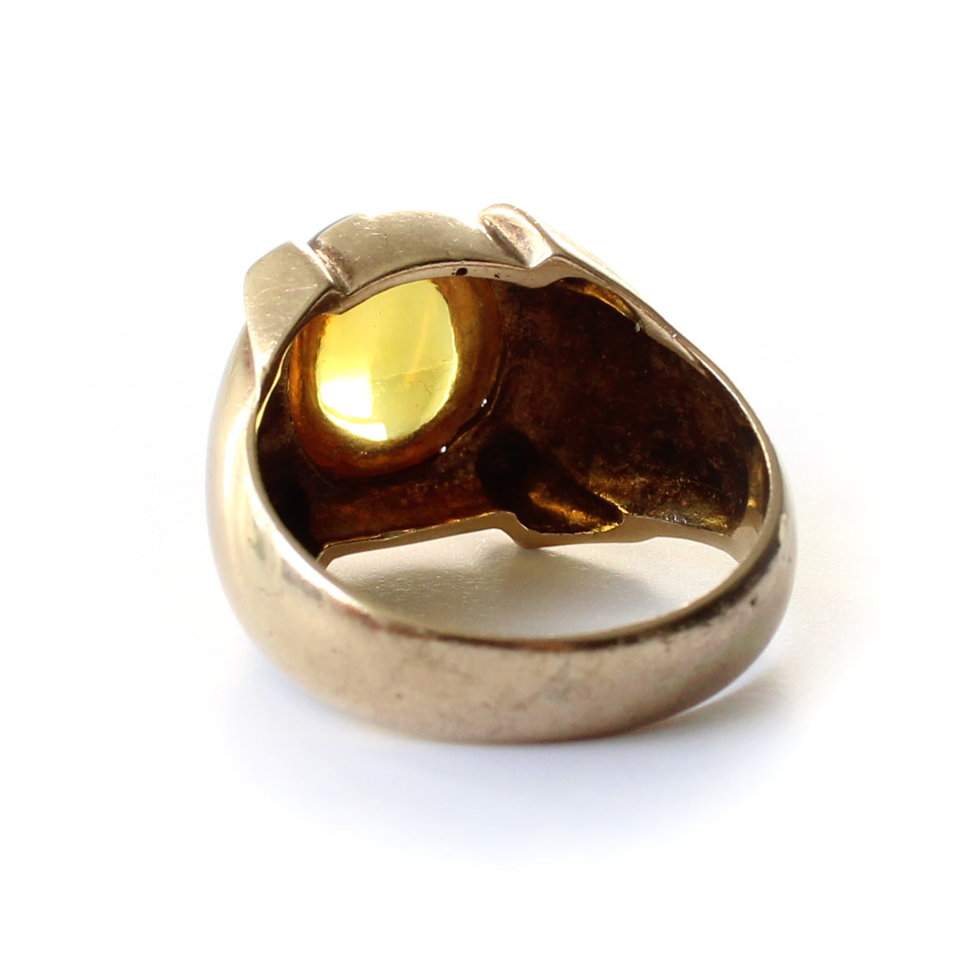 Chunky 9ct Gold Citrine Cabochon Ring