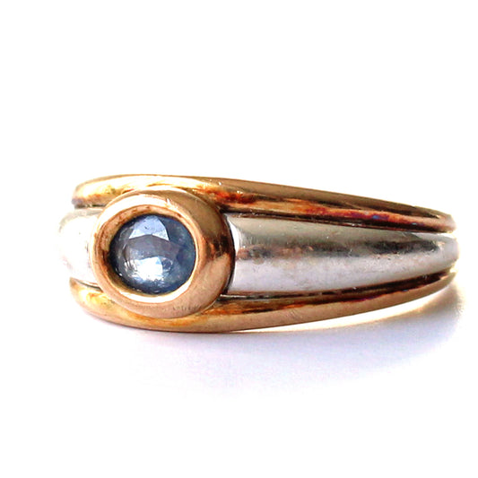 Vintage Two Tone 9ct Gold Sapphire Band